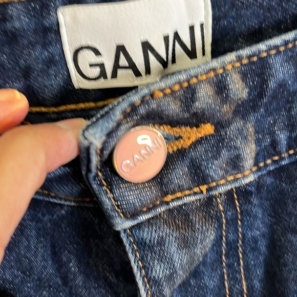 Ganni Betzy Jeans Dark Blue Stone size 31/34 Flare High Rise Organic Cotton NWT - Picture 8 of 16